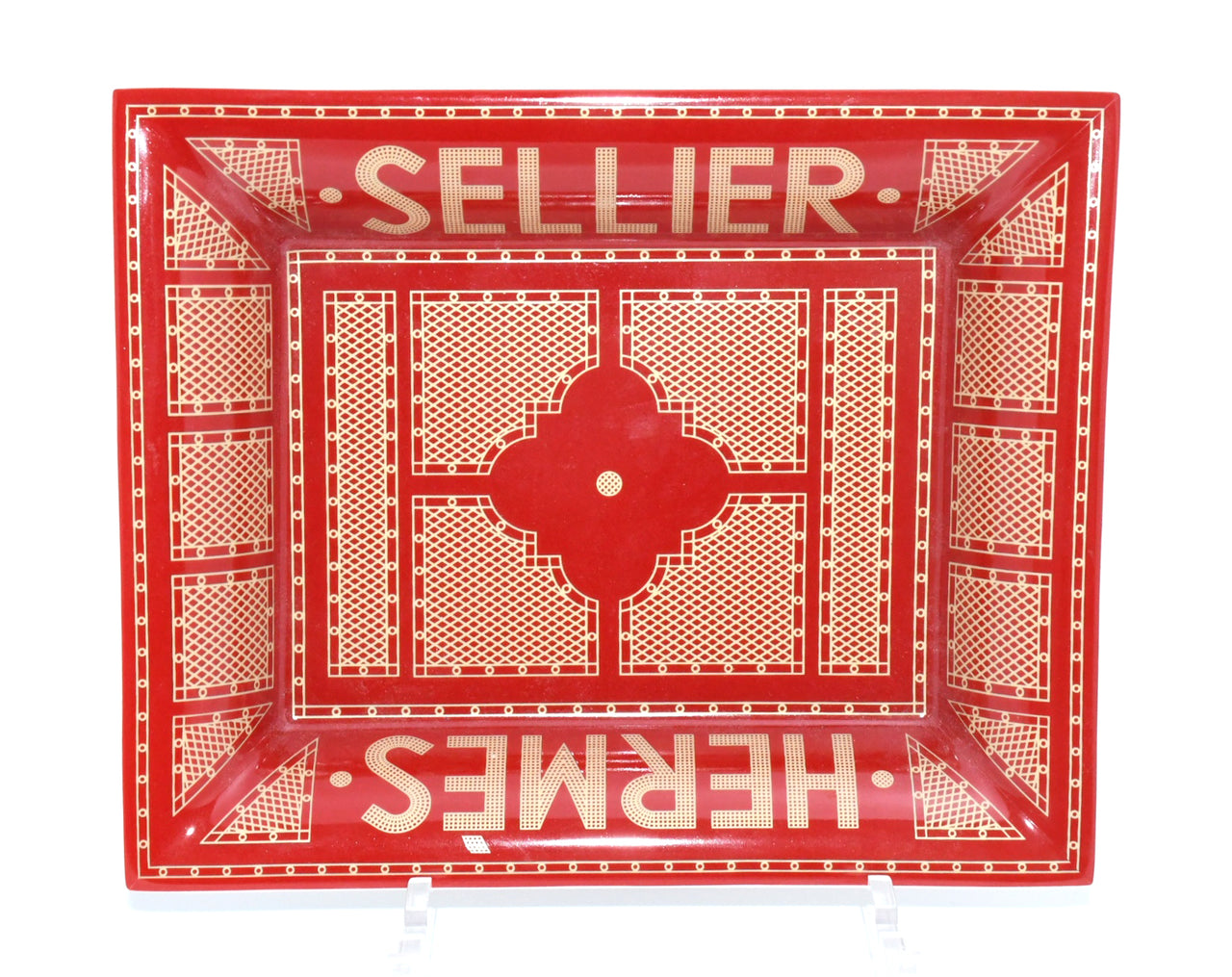 Hermes Sellier Change tray by Benoit Pierre Emery porcelain Ashtray red plate tableware 06