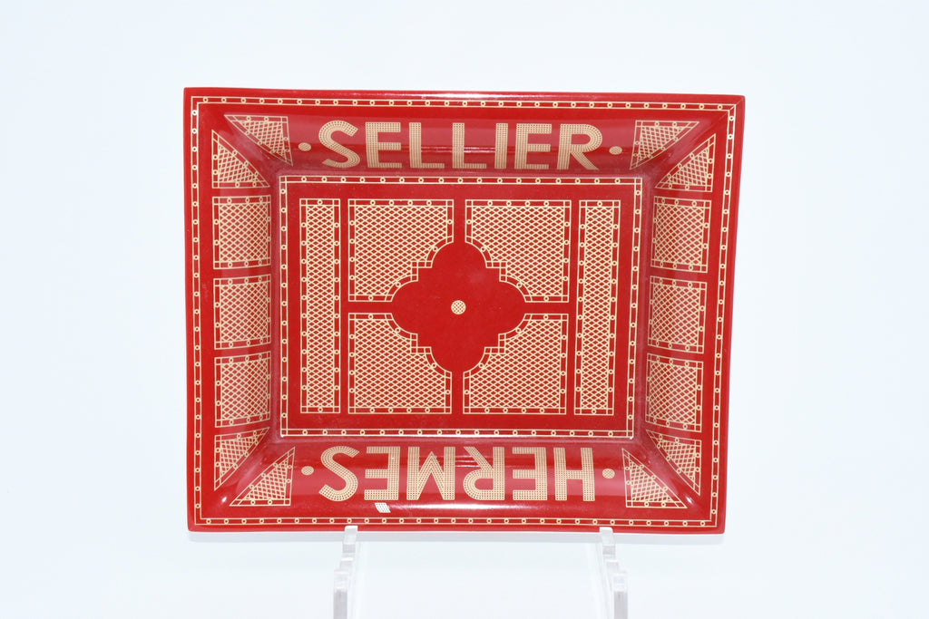 Hermes Sellier Change tray by Benoit Pierre Emery porcelain Ashtray red plate tableware 06