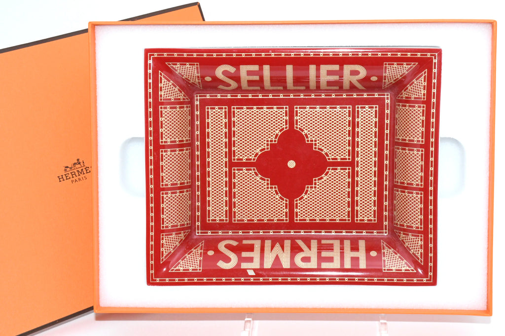 Hermes Sellier Change tray by Benoit Pierre Emery porcelain Ashtray red plate tableware 06