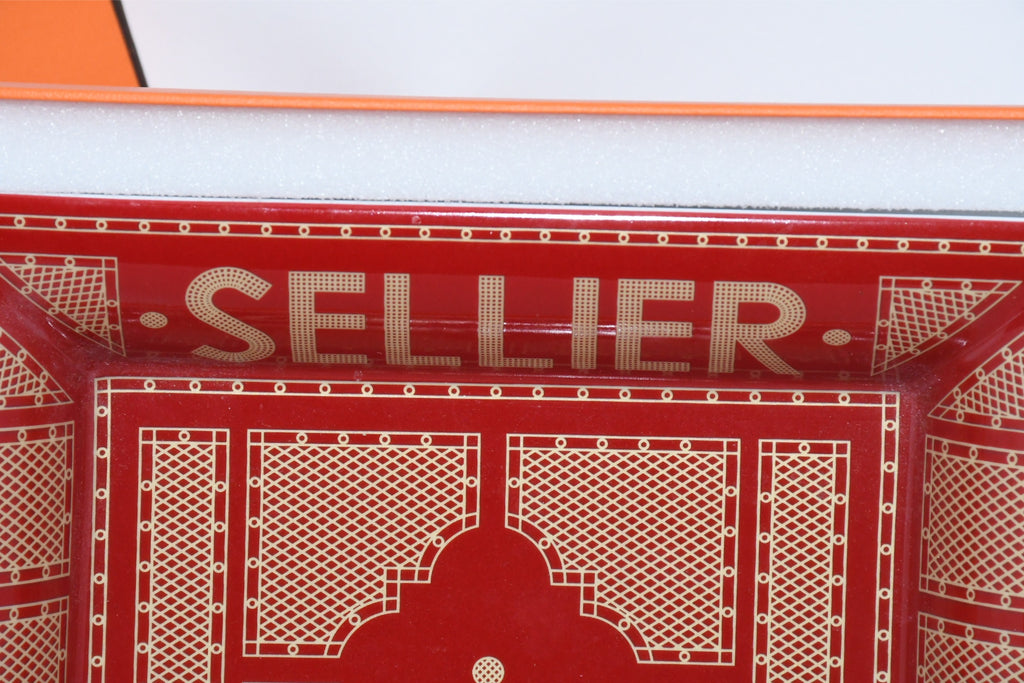 Hermes Sellier Change tray by Benoit Pierre Emery porcelain Ashtray red plate tableware 06