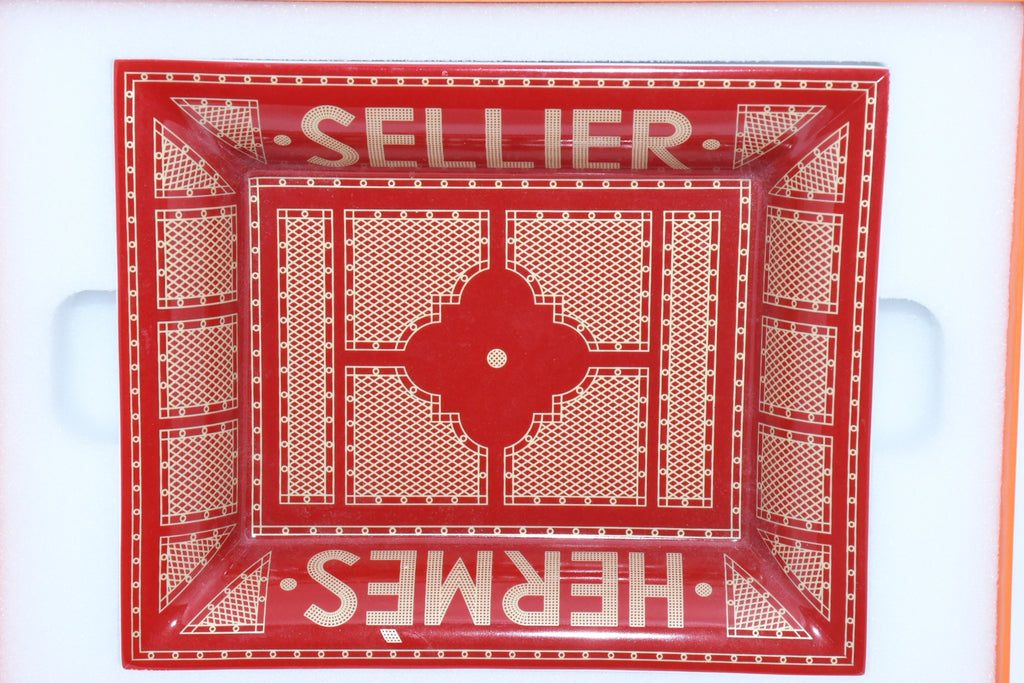 Hermes Sellier Change tray by Benoit Pierre Emery porcelain Ashtray red plate tableware 06