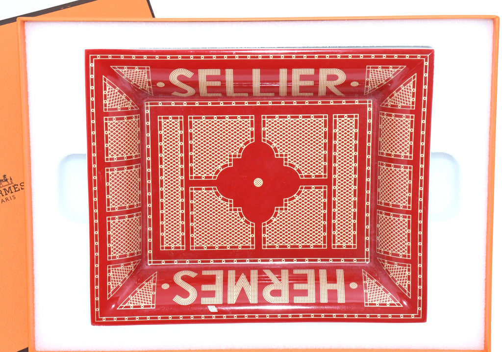 Hermes Sellier Change tray by Benoit Pierre Emery porcelain Ashtray red plate tableware 06
