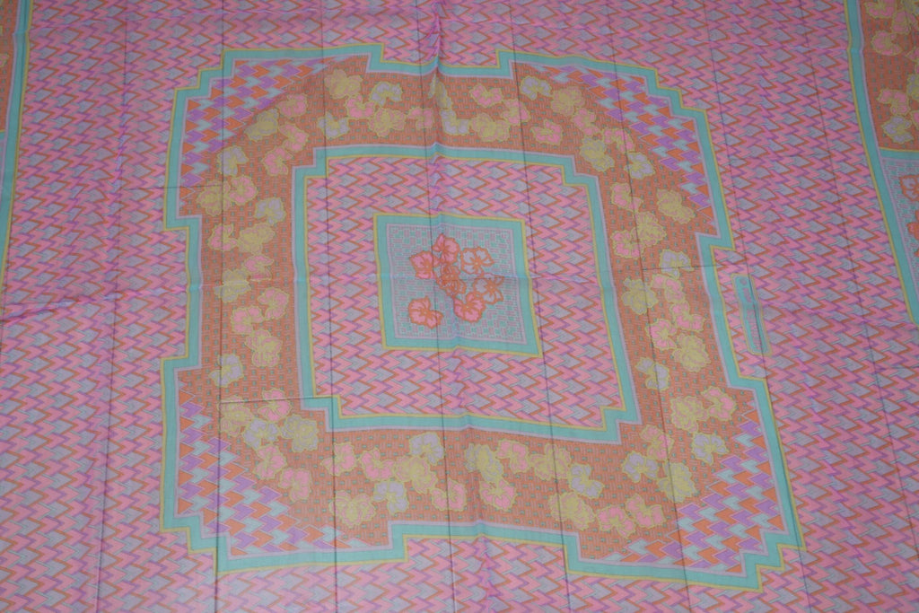 Hermes Shawl 140 cm Chiffon Silk mousseline pink flower Scarf Stole 56"