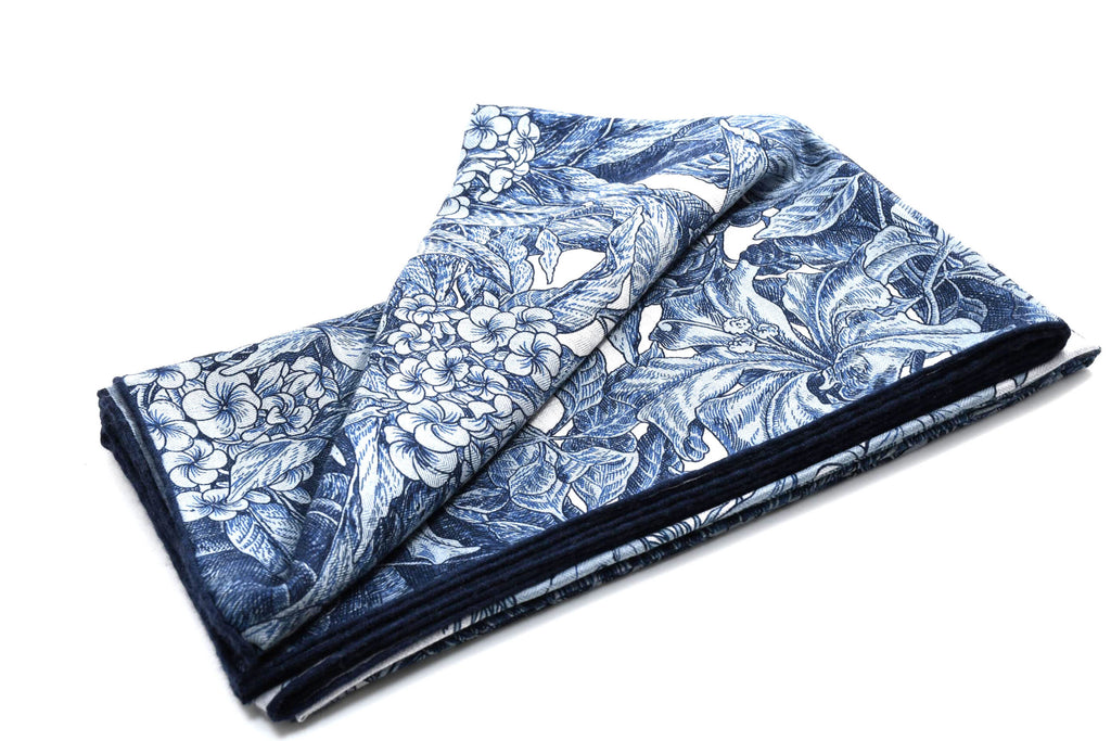 Hermes Shawl All'Orto Botanico di Palermo 140 cm Cashmere silk scarf stole blue