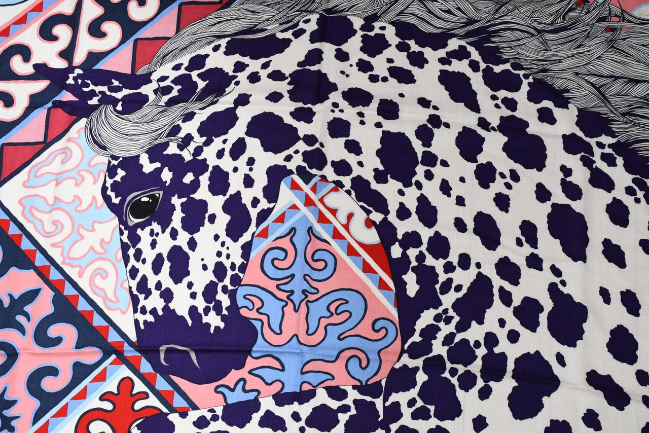 Hermes Shawl Appaloosa des Steppes 140 cm Cashmere silk scarf stole zebra horse