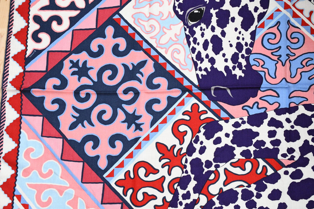 Hermes Shawl Appaloosa des Steppes 140 cm Cashmere silk scarf stole zebra horse