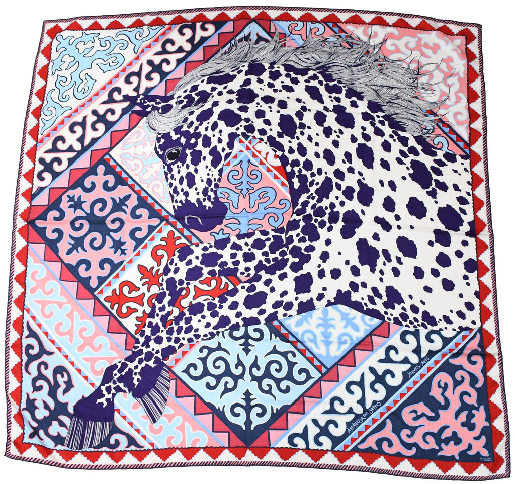 Hermes Shawl Appaloosa des Steppes 140 cm Cashmere silk scarf stole zebra horse