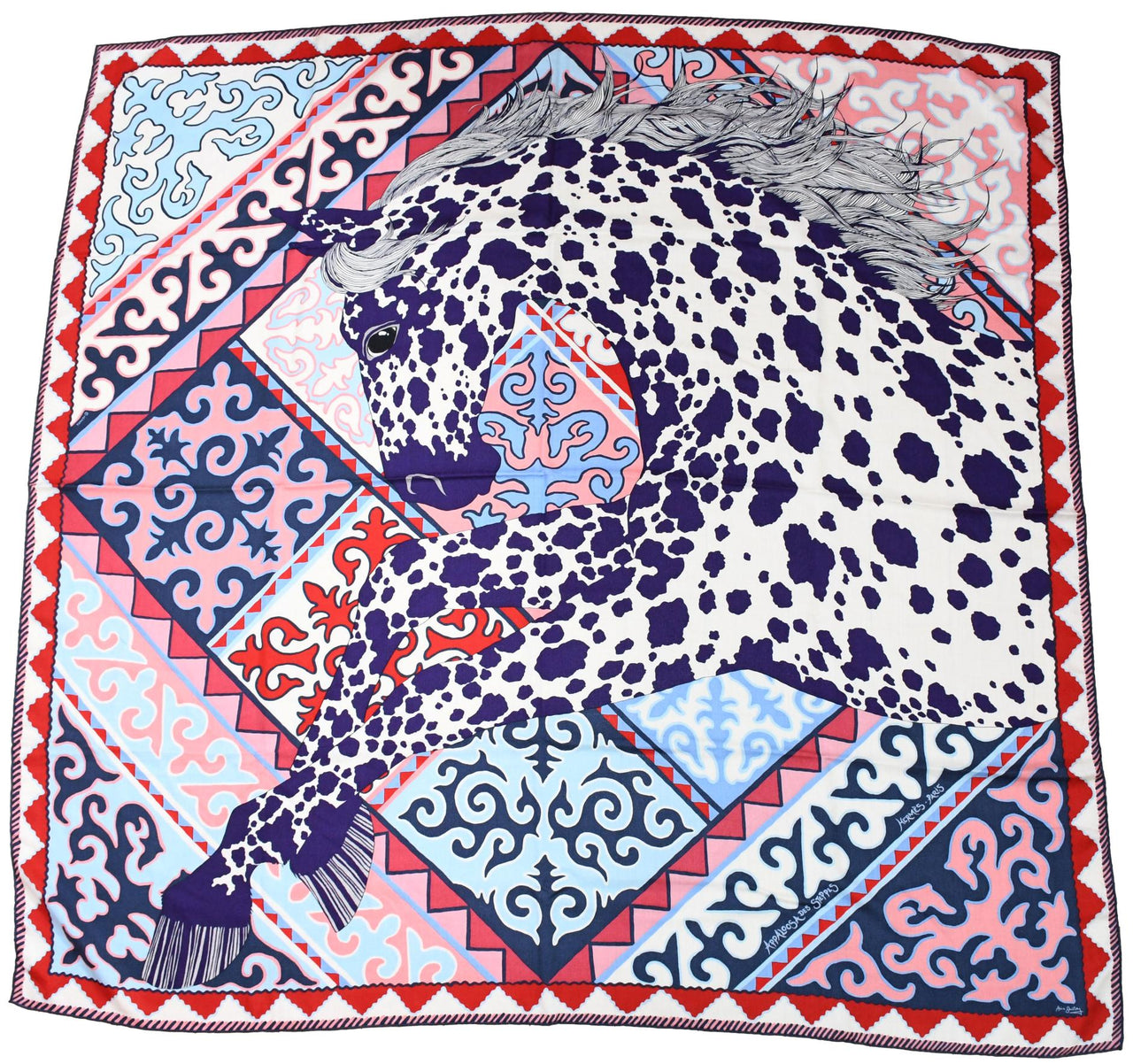 Hermes Shawl Appaloosa des Steppes 140 cm Cashmere silk scarf stole zebra horse