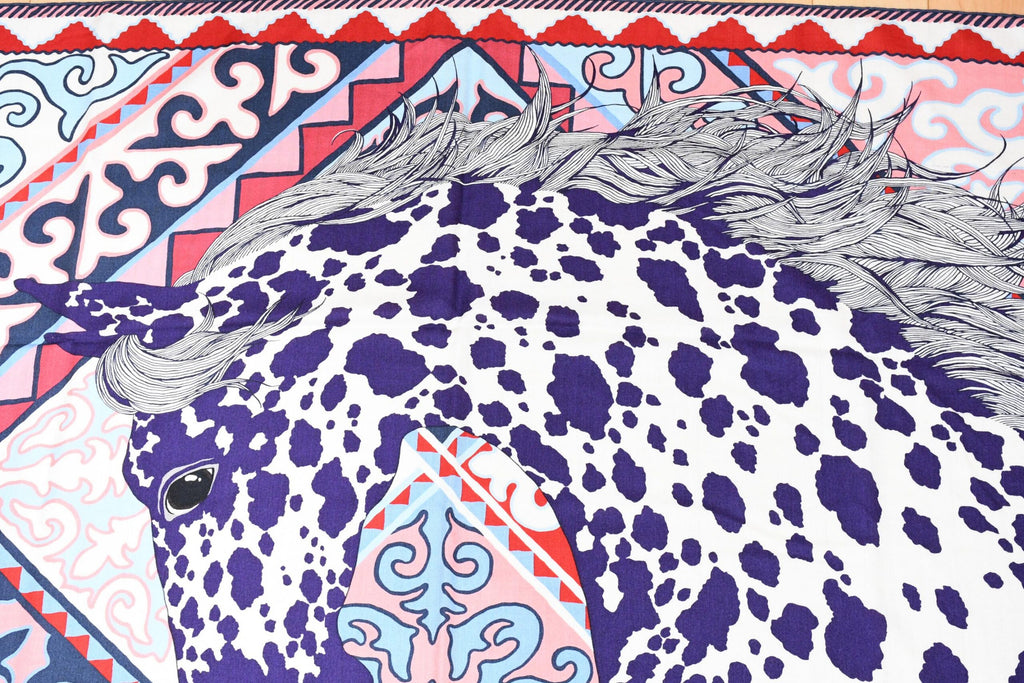 Hermes Shawl Appaloosa des Steppes 140 cm Cashmere silk scarf stole zebra horse