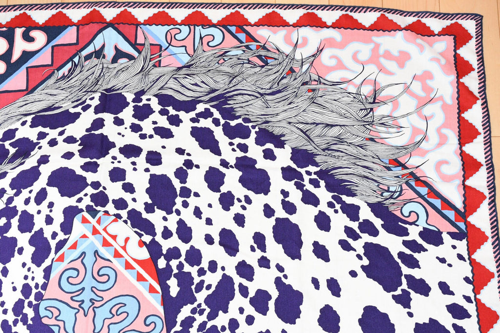 Hermes Shawl Appaloosa des Steppes 140 cm Cashmere silk scarf stole zebra horse