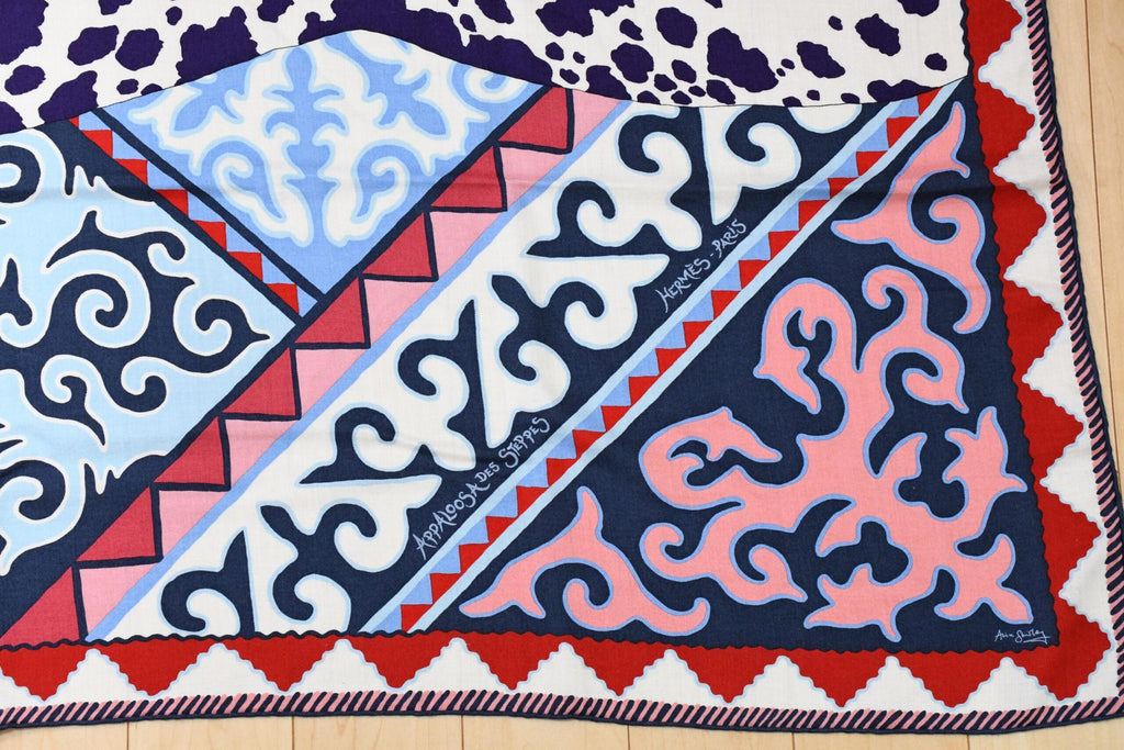 Hermes Shawl Appaloosa des Steppes 140 cm Cashmere silk scarf stole zebra horse