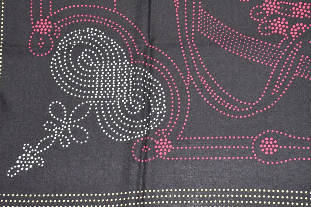 Hermes Shawl Brandebourgs Points 140 cm Cashmere Silk black scarf carre stole 56"