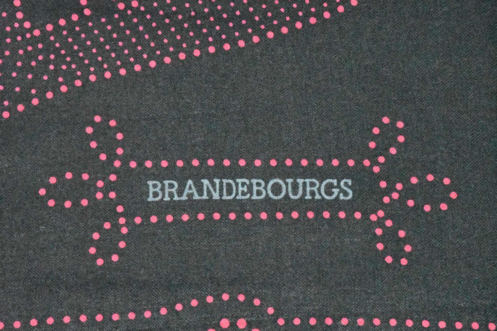 Hermes Shawl Brandebourgs Points 140 cm Cashmere Silk black scarf carre stole 56"