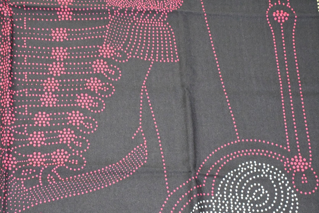 Hermes Shawl Brandebourgs Points 140 cm Cashmere Silk black scarf carre stole 56"
