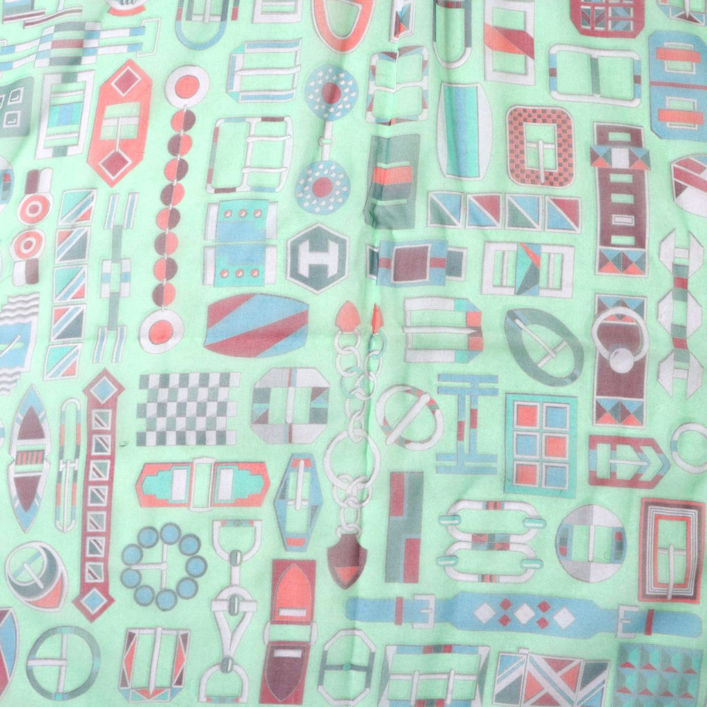 Hermes Shawl Carre en Boucles 180 x 65 cm Chiffon Silk mousseline buckle scarf stole