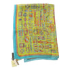 Hermes Shawl Carre en Boucles 180 x 65 cm Chiffon Silk mousseline buckle scarf stole light yellow