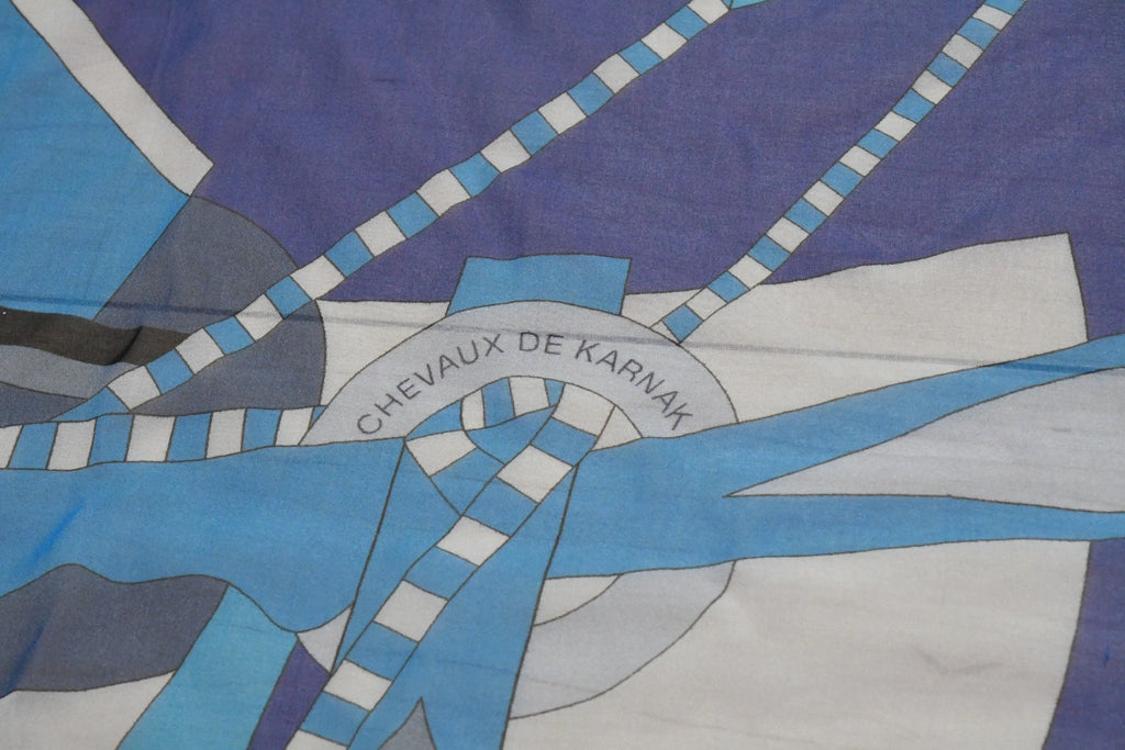 Hermes Shawl Chevaux de Karnak 140 cm Chiffon Silk mousseline scarf stole horse