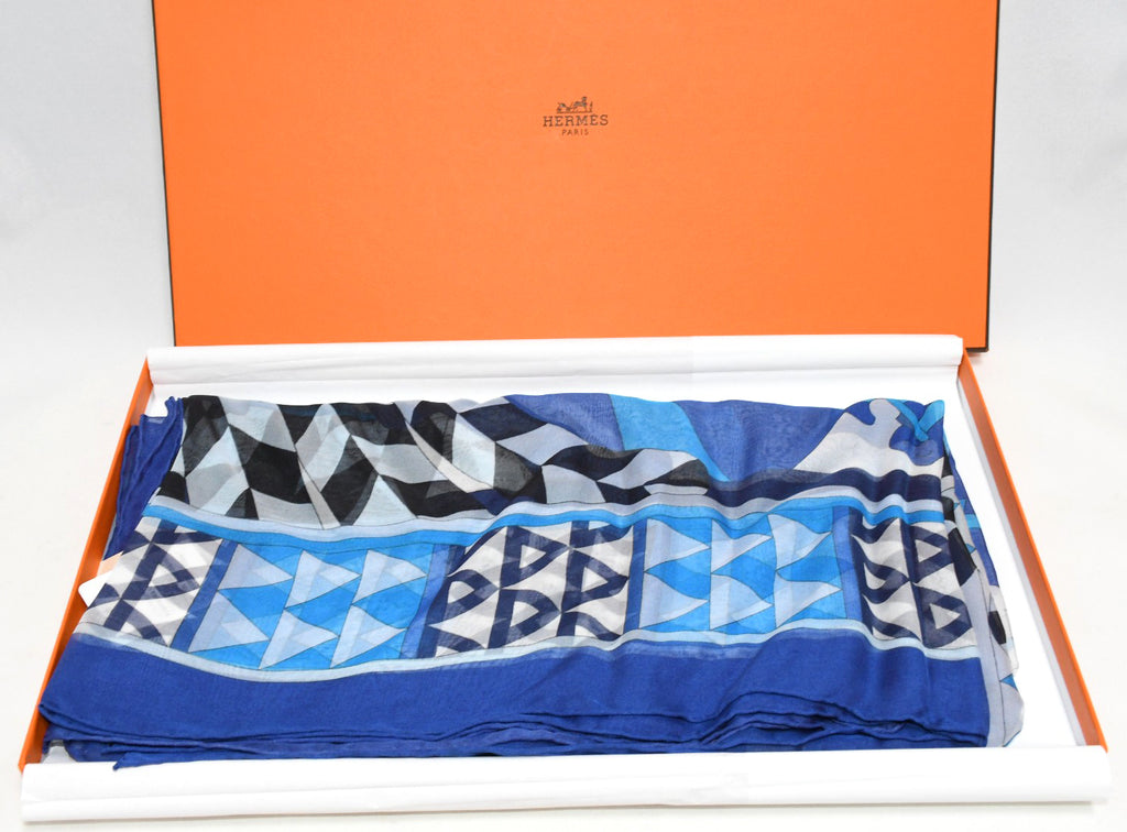 Hermes Shawl Chevaux de Karnak 140 cm Chiffon Silk mousseline scarf stole horse
