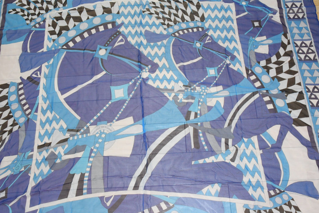 Hermes Shawl Chevaux de Karnak 140 cm Chiffon Silk mousseline scarf stole horse