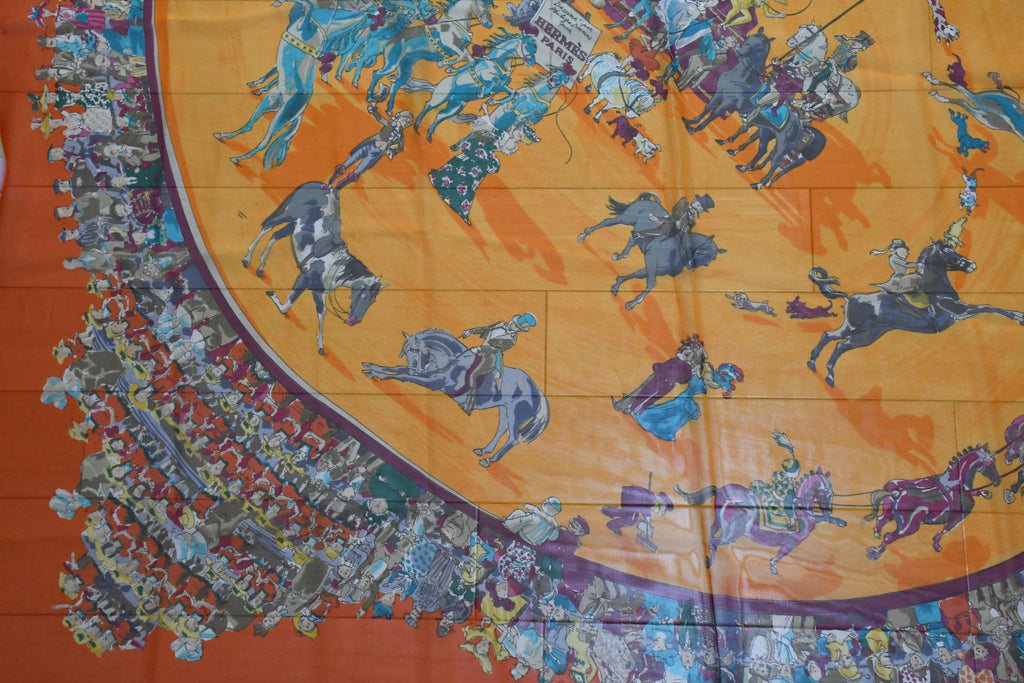 Hermes Shawl Cirque Molier 140 cm Chiffon Silk mousseline scarf stole circus