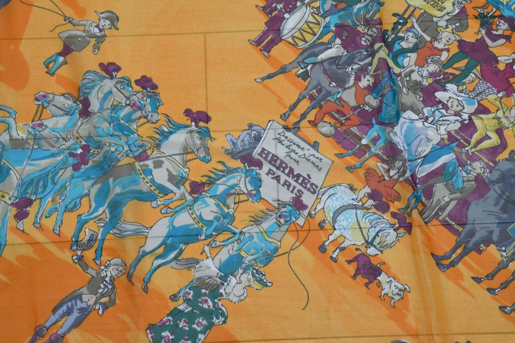 Hermes Shawl Cirque Molier 140 cm Chiffon Silk mousseline scarf stole circus