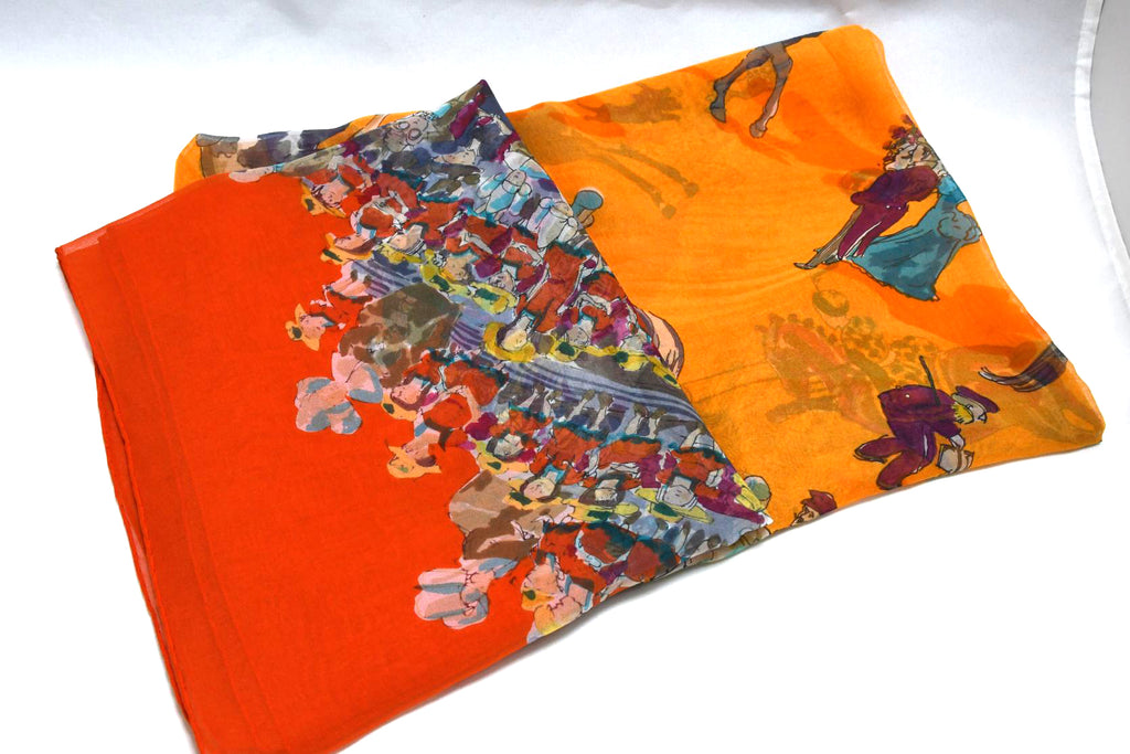 Hermes Shawl Cirque Molier 140 cm Chiffon Silk mousseline scarf stole circus