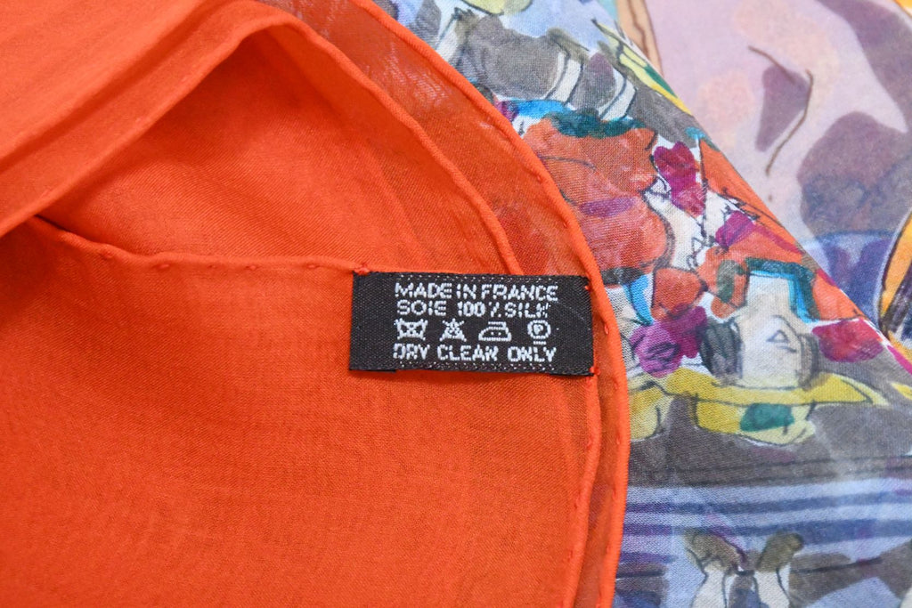 Hermes Shawl Cirque Molier 140 cm Chiffon Silk mousseline scarf stole circus