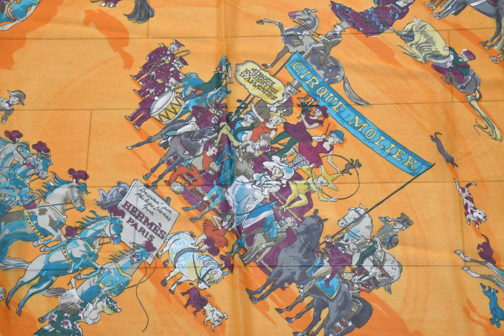 Hermes Shawl Cirque Molier 140 cm Chiffon Silk mousseline scarf stole circus