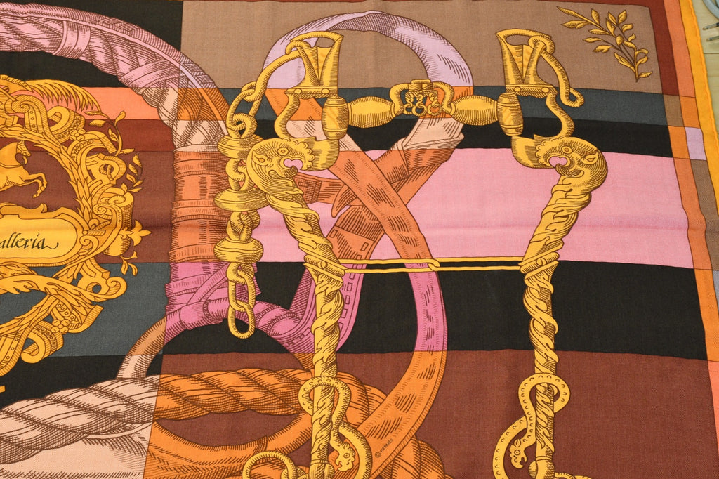 Hermes Shawl Della Cavalleria 140 cm Cashmere Silk horse bits scarf stole