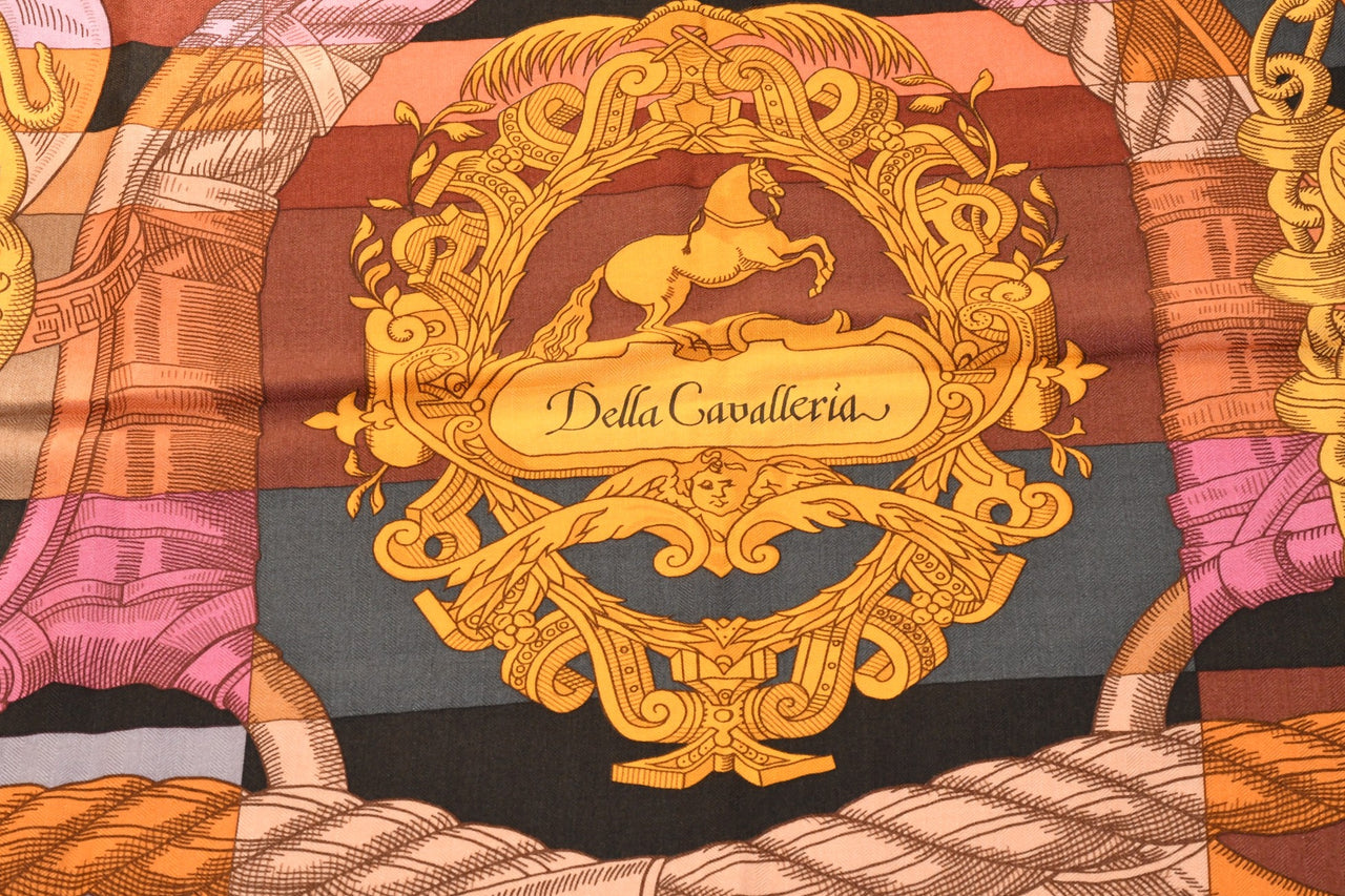 Hermes Shawl Della Cavalleria 140 cm Cashmere Silk horse bits scarf stole
