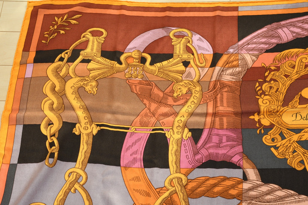 Hermes Shawl Della Cavalleria 140 cm Cashmere Silk horse bits scarf stole