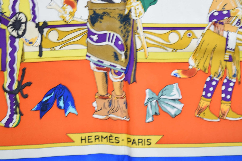 Hermes Shawl Kachina 140 cm Silk Orange Native American Indian 56" Scarf Stole