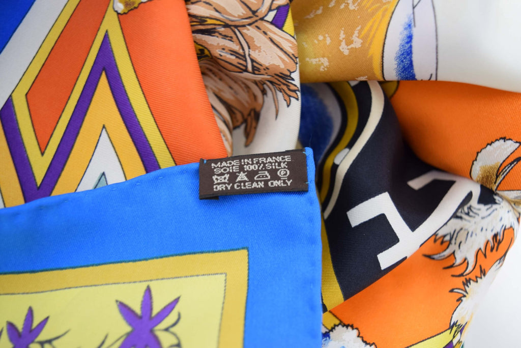 Hermes Shawl Kachina 140 cm Silk Orange Native American Indian 56" Scarf Stole