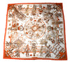 Hermes Shawl Kachina by Kermit Oliver 140 cm Cashmere silk scarf stole orange 56"