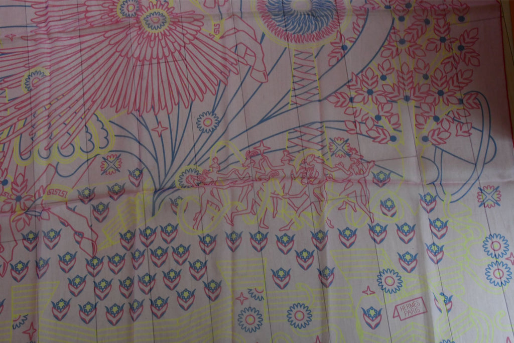 Hermes Shawl La Source de Pegase 140 cm Chiffon Silk mousseline scarf stole Pegasus