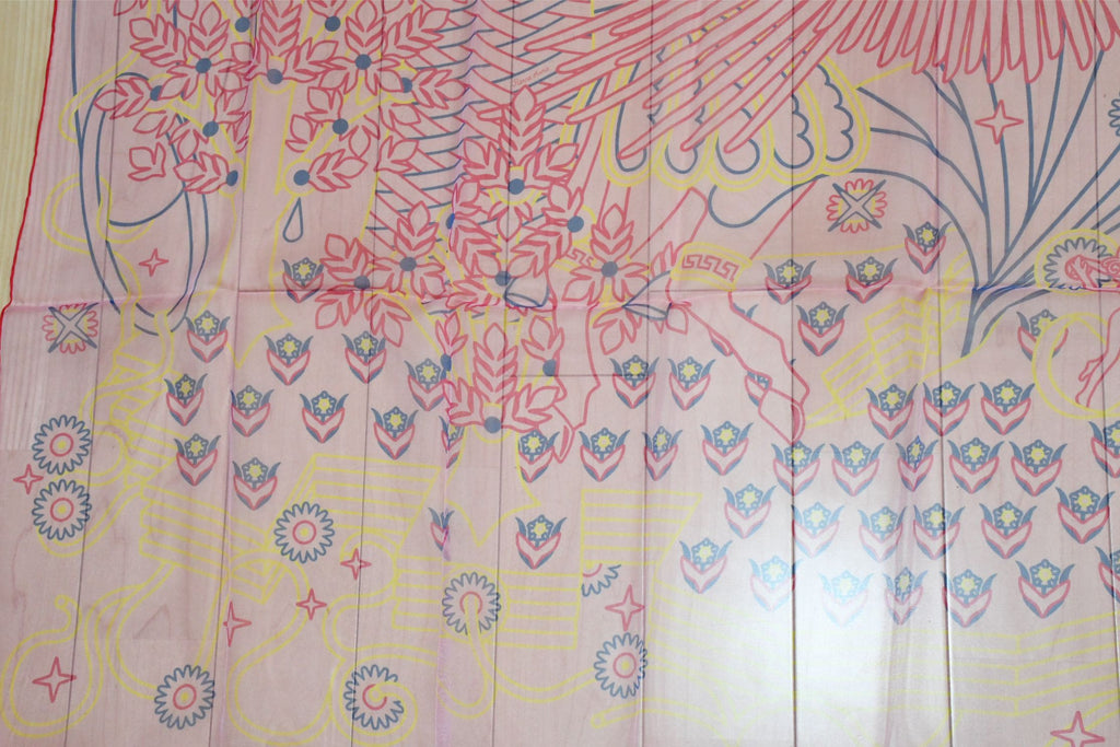 Hermes Shawl La Source de Pegase 140 cm Chiffon Silk mousseline scarf stole Pegasus
