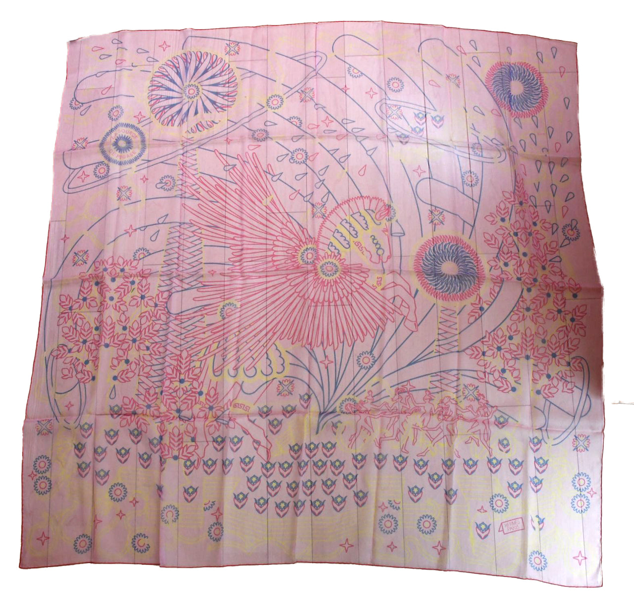 Hermes Shawl La Source de Pegase 140 cm Chiffon Silk mousseline scarf stole Pegasus