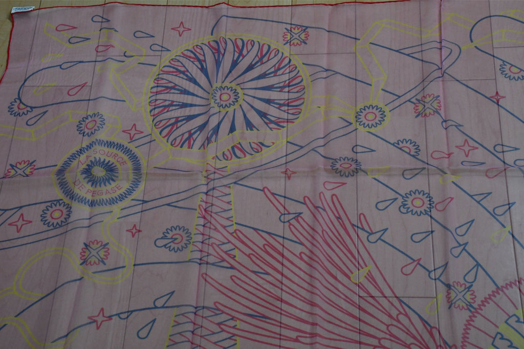 Hermes Shawl La Source de Pegase 140 cm Chiffon Silk mousseline scarf stole Pegasus