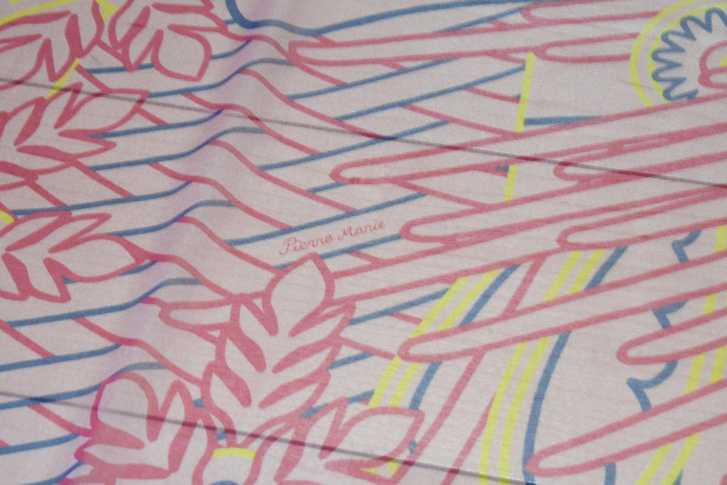 Hermes Shawl La Source de Pegase 140 cm Chiffon Silk mousseline scarf Pegasus