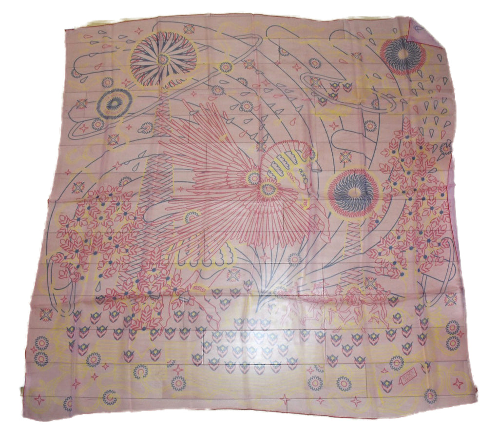 Hermes Shawl La Source de Pegase 140 cm Chiffon Silk mousseline scarf Pegasus