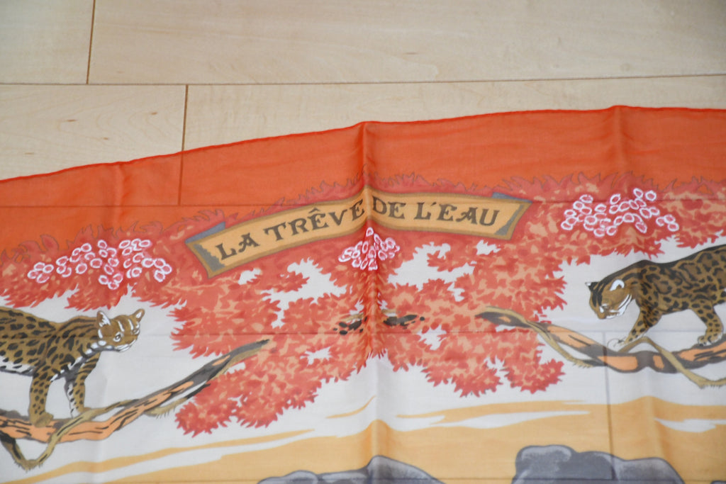 Hermes Shawl La Treve de L'eau 140 cm Chiffon Silk mousseline scarf stole Dallet