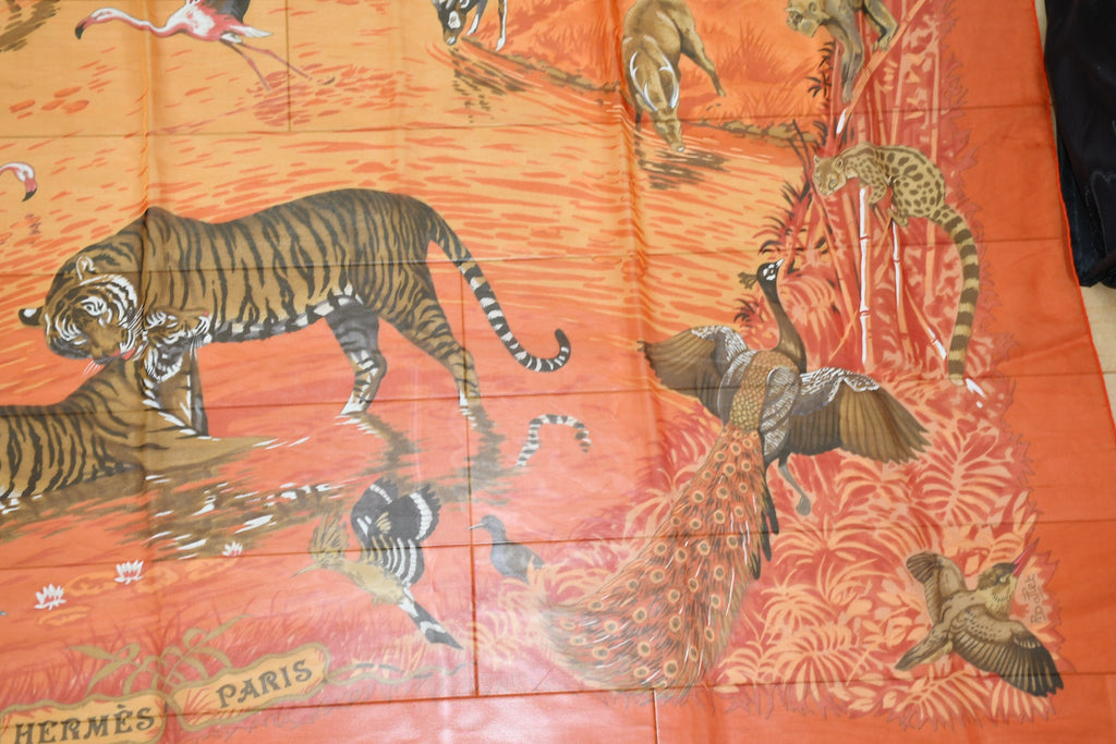 Hermes Shawl La Treve de L'eau 140 cm Chiffon Silk mousseline scarf stole Dallet