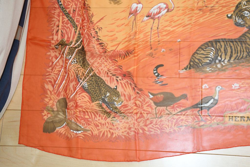 Hermes Shawl La Treve de L'eau 140 cm Chiffon Silk mousseline scarf stole Dallet