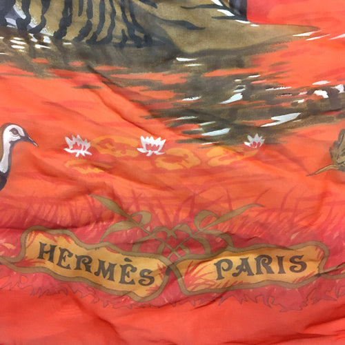 Hermes Shawl La Treve de L'eau 140 cm Chiffon Silk mousseline scarf stole Dallet
