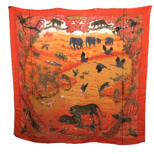 Hermes Shawl La Treve de L'eau 140 cm Chiffon Silk mousseline scarf stole Dallet