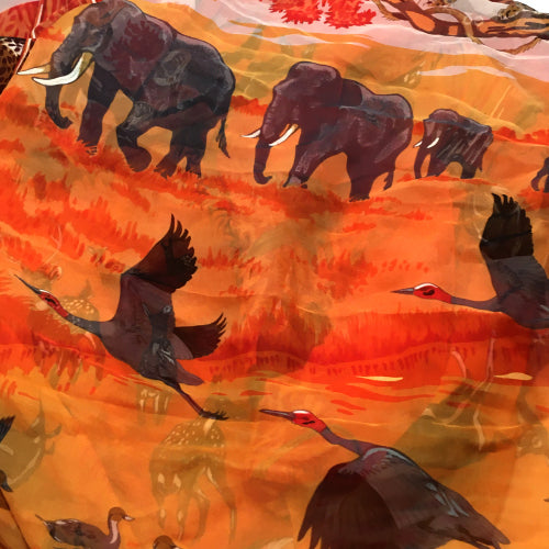 Hermes Shawl La Treve de L'eau 140 cm Chiffon Silk mousseline scarf stole Dallet