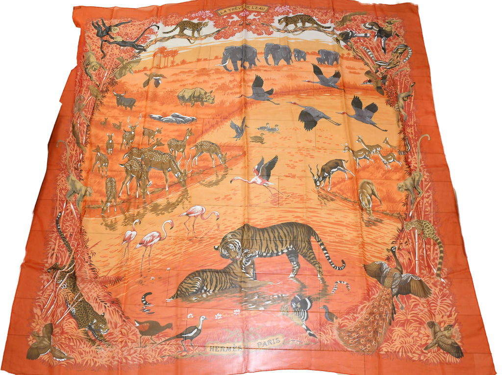 Hermes Shawl La Treve de L'eau 140 cm Chiffon Silk mousseline scarf stole Dallet