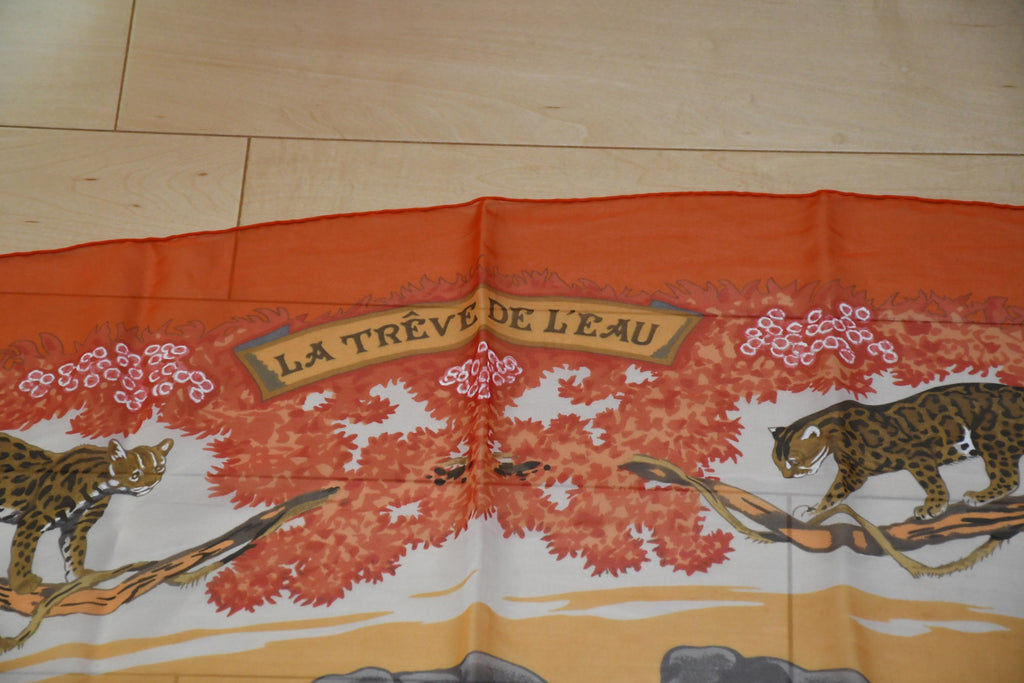 Hermes Shawl La Treve de L'eau 140 cm Chiffon Silk mousseline scarf stole Dallet