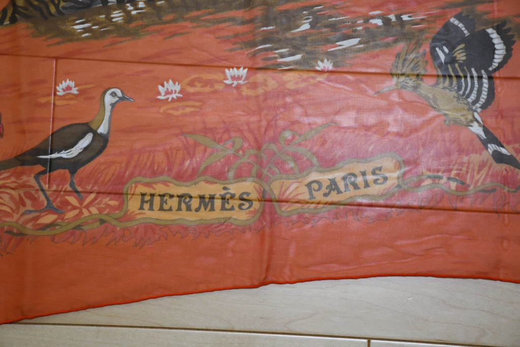Hermes Shawl La Treve de L'eau 140 cm Chiffon Silk mousseline scarf stole Dallet