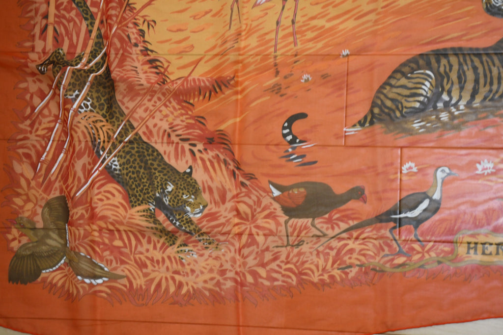 Hermes Shawl La Treve de L'eau 140 cm Chiffon Silk mousseline scarf stole Dallet